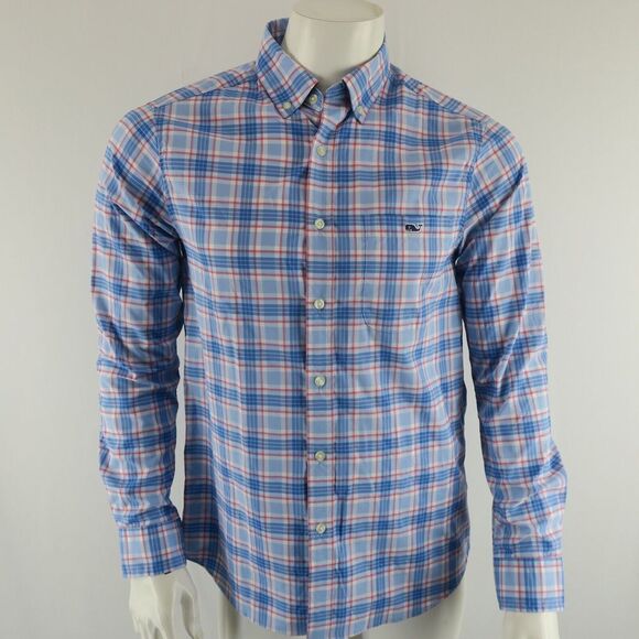 Vineyard Vines Other - Vineyard Vines On the Go Performance Long Sleeve Button Up Shirt Mens S Blue Red